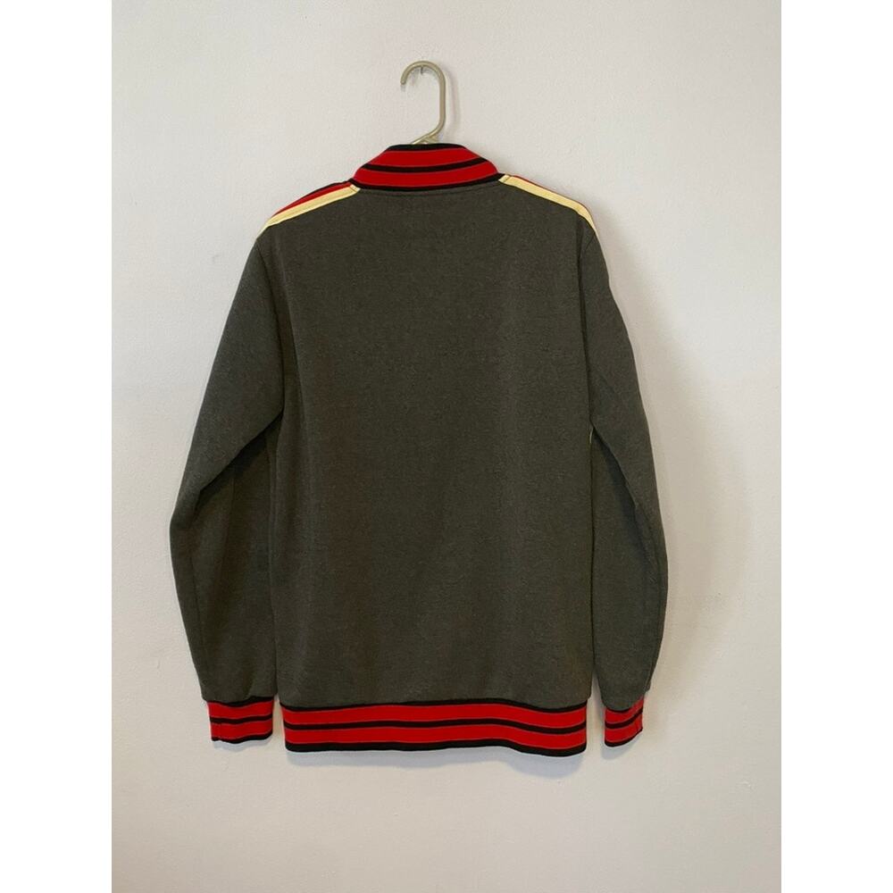 Gray & Red Seven Souls Striped Full Zip Sweatshirt | Track Jacket - (Size L) - Picture 2 of 9